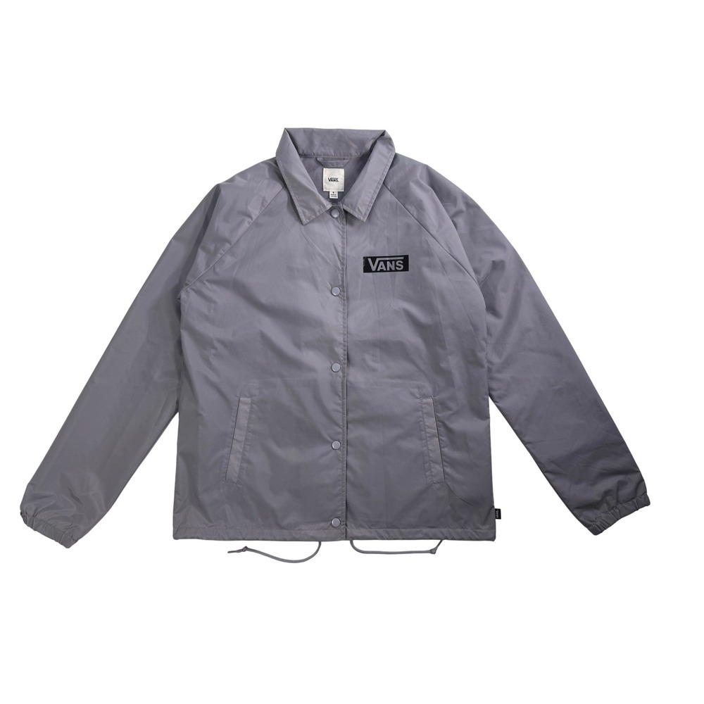 VANS Women's Coach Jacket Grey Checkerboard Back Graphic Snap Front Small